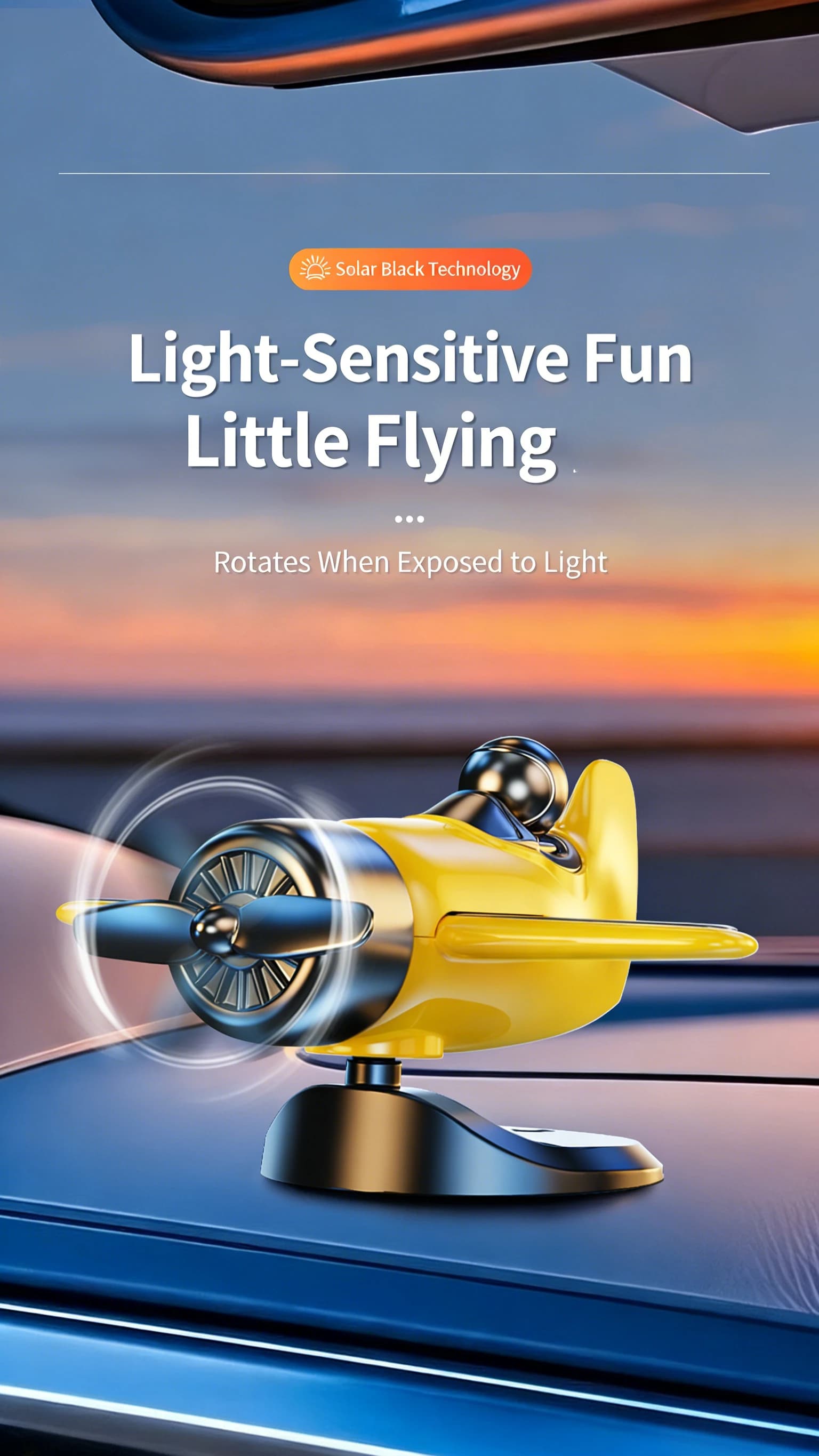 Xiaofeixia car mounted solar energy can rotate with light, airplane bedroom living room decoration, car accessories