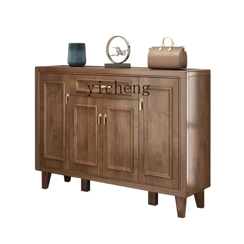 r9.2- shoe cabinet household door solid wood frame new Chinese entrance entrance large-capacity storage storage foyer cabinet