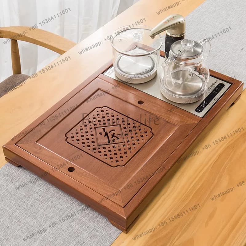 Best Sellers Storage Table Tea Tray Rectangle Coffee Rustic Wooden Pot Tea Tray Accessories Chinese Hospitality Bandeja Madera H