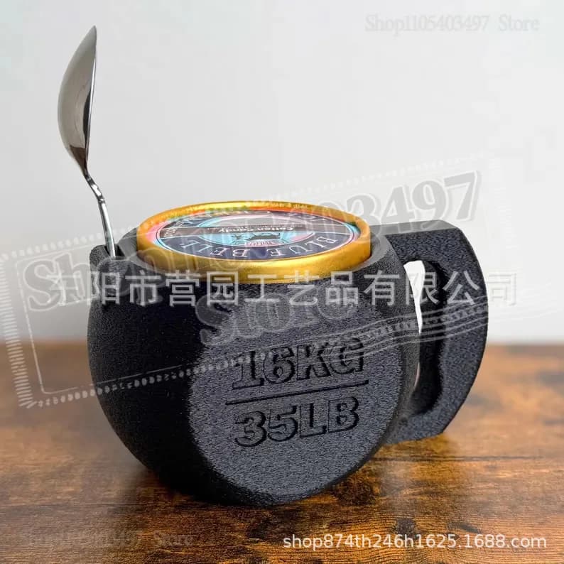 Creative 16KG Kettlebell Ice Cream Holder Resin Cup Stand for Gym Lovers Gift