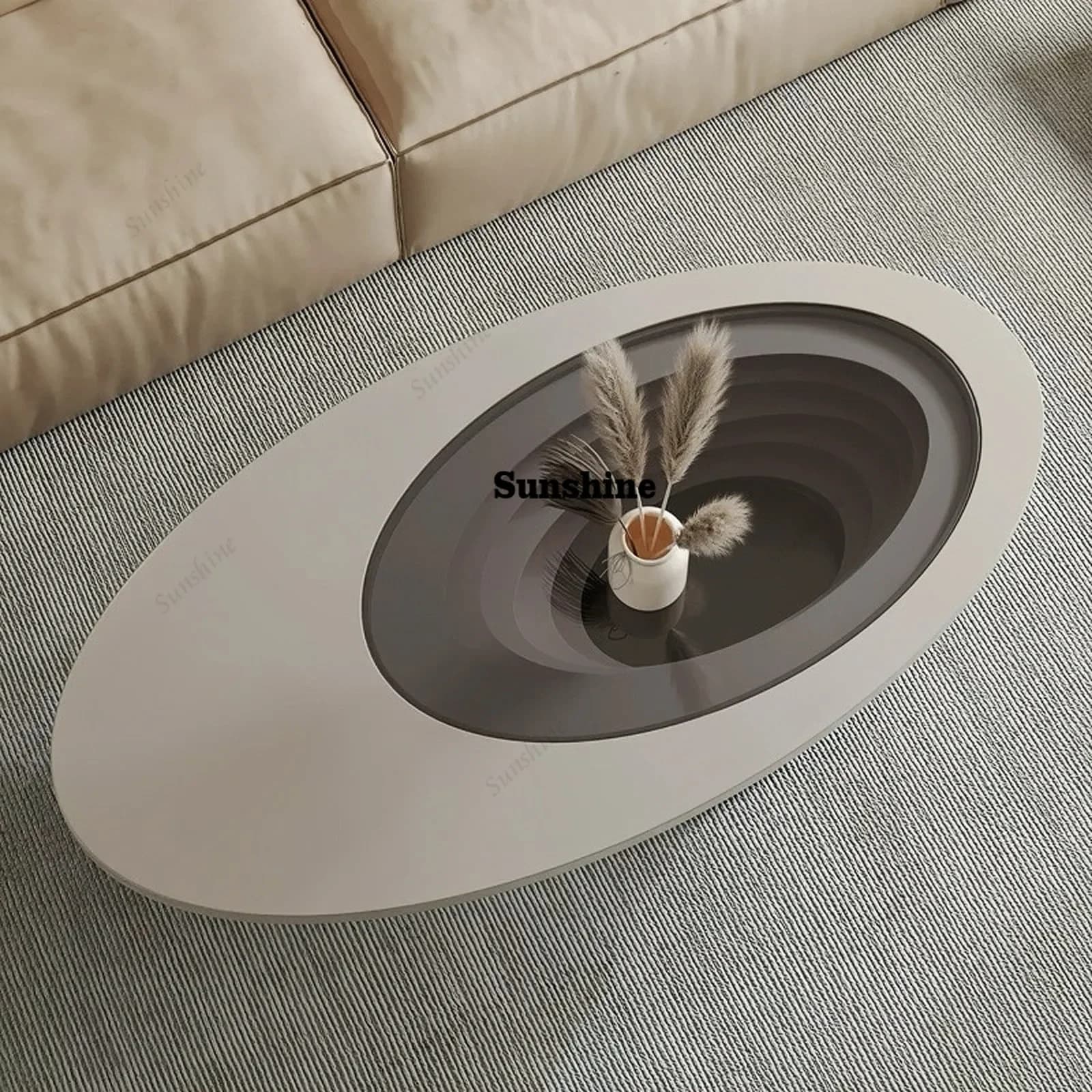 TDLiving room household light luxury modern simple size apartment oval, glass, coffee table table