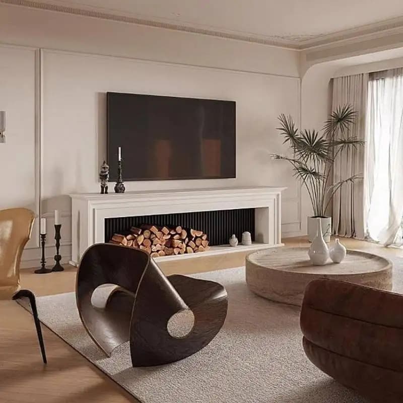 Natural Wood Living Room Fireplace White Rustic Luxury Corner Living Room Cabinets Narrow Vintage Meuble Rangement Furniture