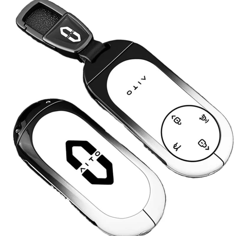 Premium Zinc Alloy Key Cover Case for AITO M9 EREV Ultra/EV MAX (2024) - Protective Key Fob Shell Key Bag Chain