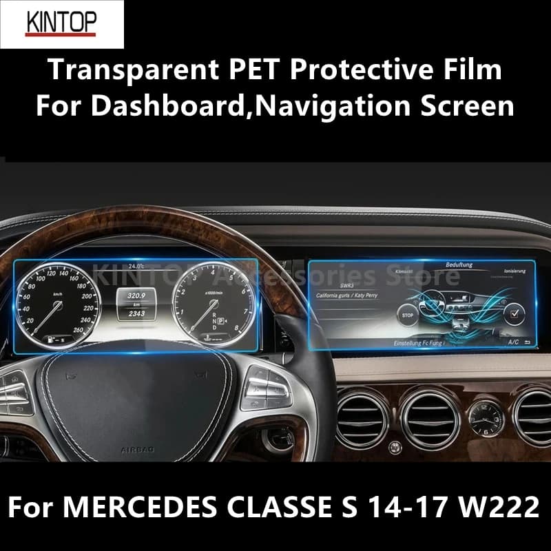 For MERCEDES CLASSE S 14-17 W222 Dashboard,Navigation Screen Transparent PET Protective Film Anti-scratch Accessories Refit