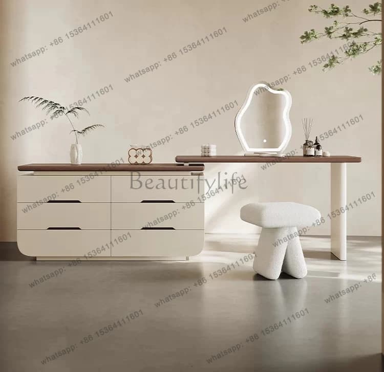 Design Italian dresser storage cabinet integrated cream bedroom retro makeup table storage
