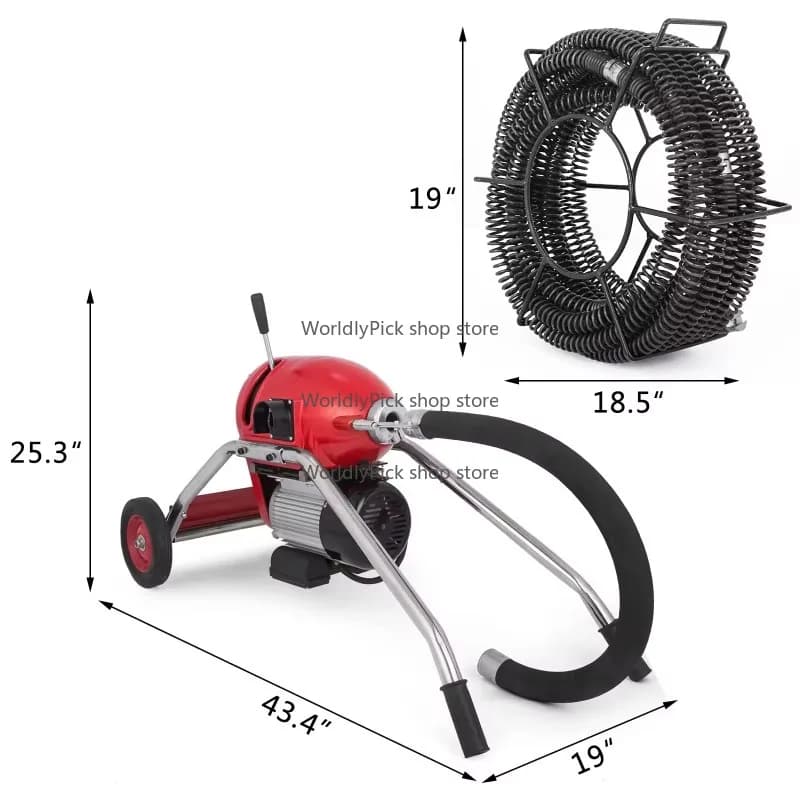 Commercial 220V Sewer Drain Cleaner Pipe Snake Tool for Kitchen Toilet with Engine Core Component Major Drainage System Cleaner