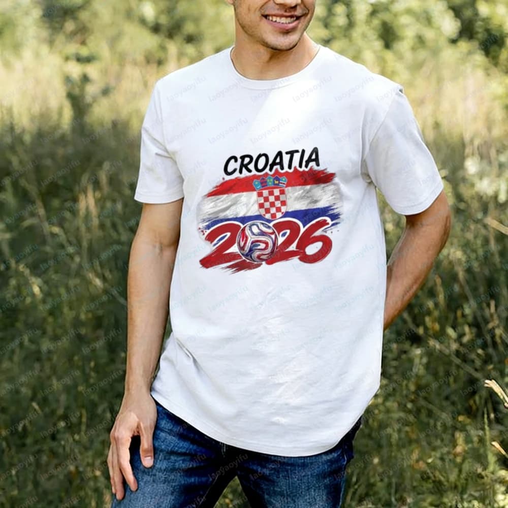 2026 Croatia Football T-Shirt Croatia Soccer Fan Gift Croatia Hot Sale Streetwear Classics Unisex Casual Tee Men's Clothing