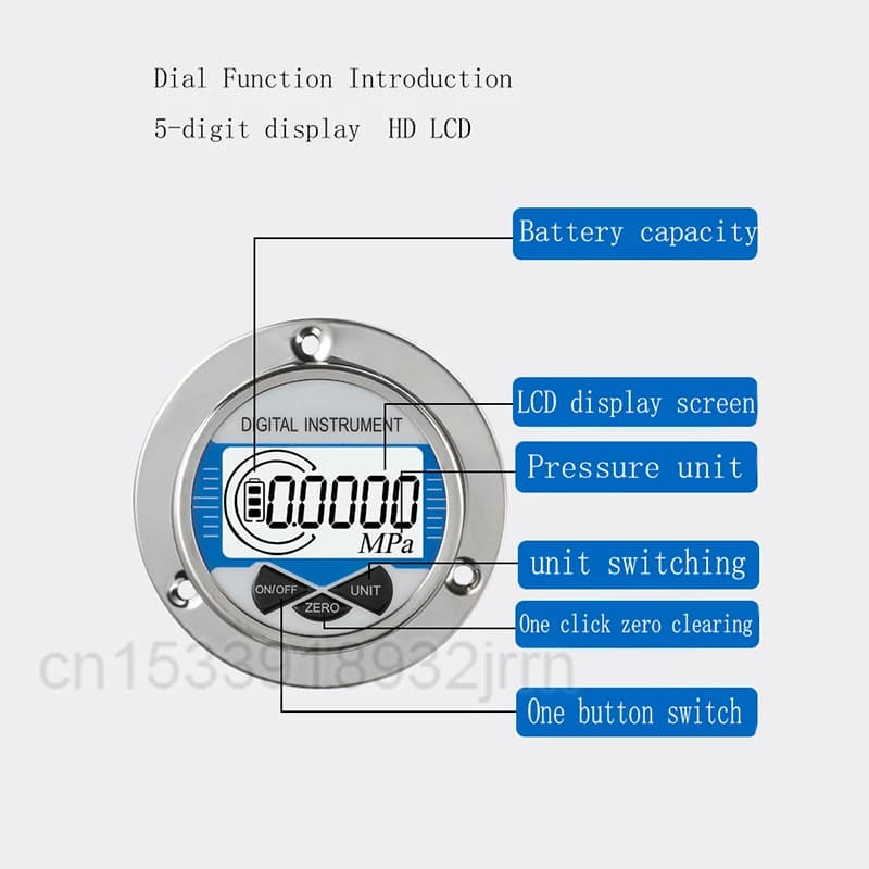 1pcs YS100-ZT Axial Band Edge Digital Pressure Gauge 0.4 Grade Stainless Steel Battery Water Gas Oil Hydraulic Back Type