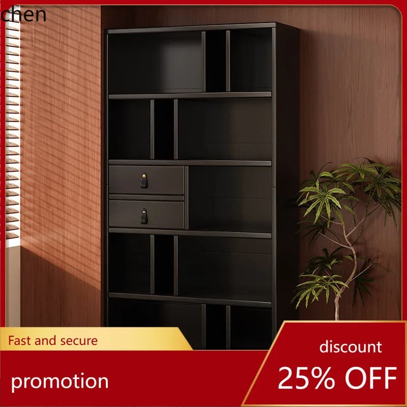 HT Bookshelf Floor-standing Storage Rack Wall-mounted Integrated Storage Cabinet File Cabinet Home High-end Display Cabinet