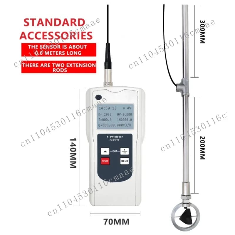 Portable Flow Rate Meter FM-210V5 Velocity Measurement Instrument Digital Flow Meter Open Channel Flowmeter