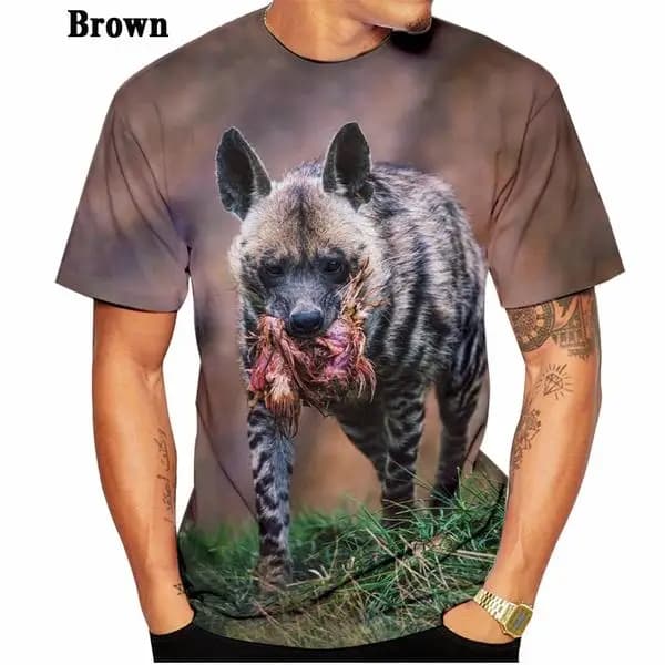 Animal Hyena 3D Print T-Shirt Men Women Fashion Oversized Hip Hop Streetwear Harajuku Y2K Graphic Tee Summer Short Sleeve Top