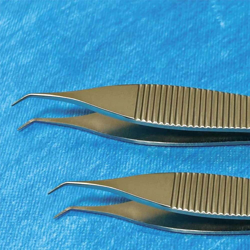 Stainless Steel Curved Teeth Tweezers Extracting Forceps Fue Hair Transplant Forceps with Fine Serrated Teeth