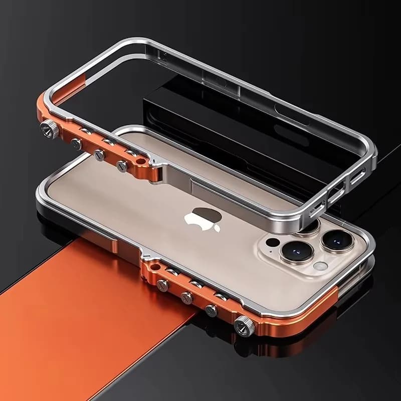 Cyberpunk Punk Mechanical Phone Frame Case For iPhone 17 Air 13 15 14 16 Pro Max Plus Aluminum Alloy Metal Shockproof Bumper