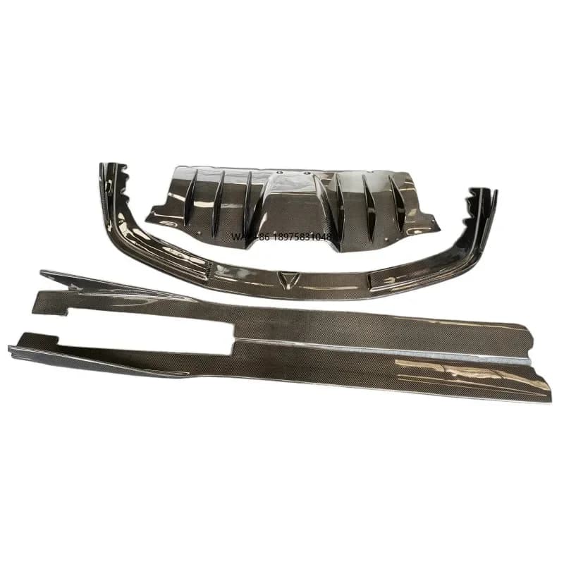 For 458V Style Carbon Fiber Body Kit Front Lip Side Skirts Rear Diffuser Spoiler Exterior Accessories