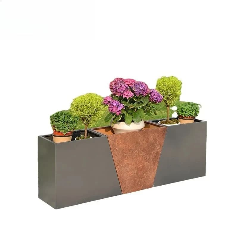 Stainless steel outdoor flower box flower pot combination  partition  pool planting box commercial street