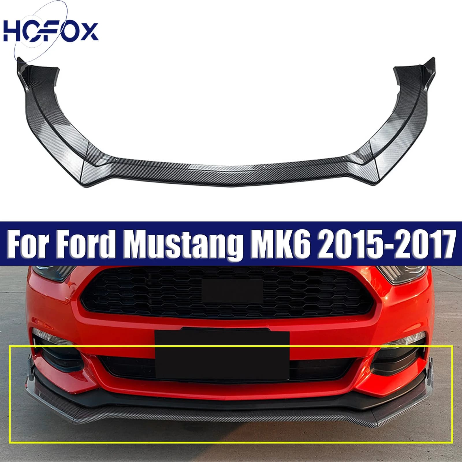For Ford Mustang MK6 2015-2017 Front Bumper Splitter Lip Diffuser Spoiler Guard Bodykit