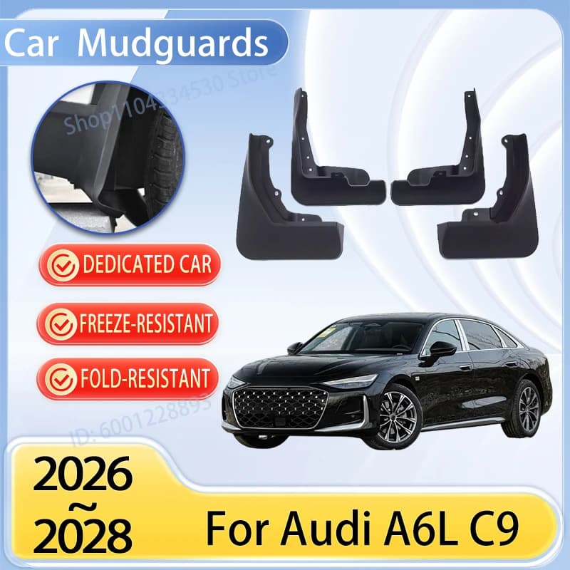 Car Mudflaps For Audi A6L C9 LWB Accessories 2026~2028 Sedan Mudguards Splash Fender Flare Cover Guard Mud Protection Auto Parts