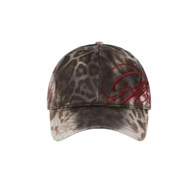 Personalized American Street Style Leopard Print Embroidered Tower Buckle Washed Duckbill Hats Y2K Hiphop Baseball Cap