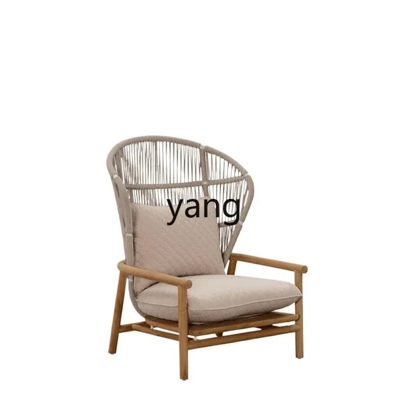 LH Couch Solid Wood Single Teak Sofa Bed & Breakfast Design Outdoor Balcony Leisure Chair