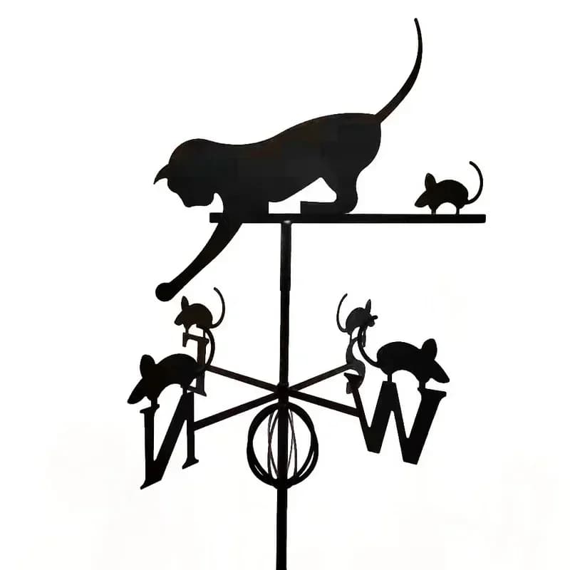 Cross-border metal handicrafts plug-in new cat and mouse outdoor garden ornament tin animal wrought iron direction mark