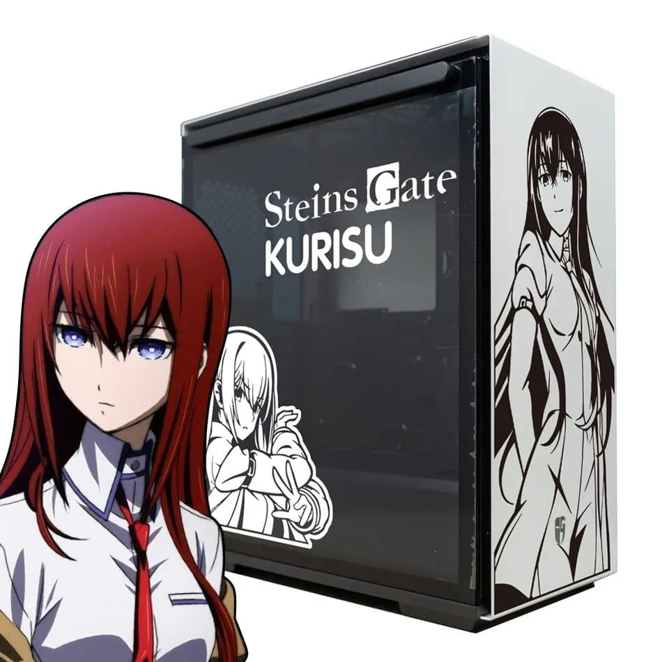 Steins Gate Makise Kurisu Anime Stickers for PC Case,Personality Cartoon Decor Decals for Atx Computer Chassis Skin,Ho