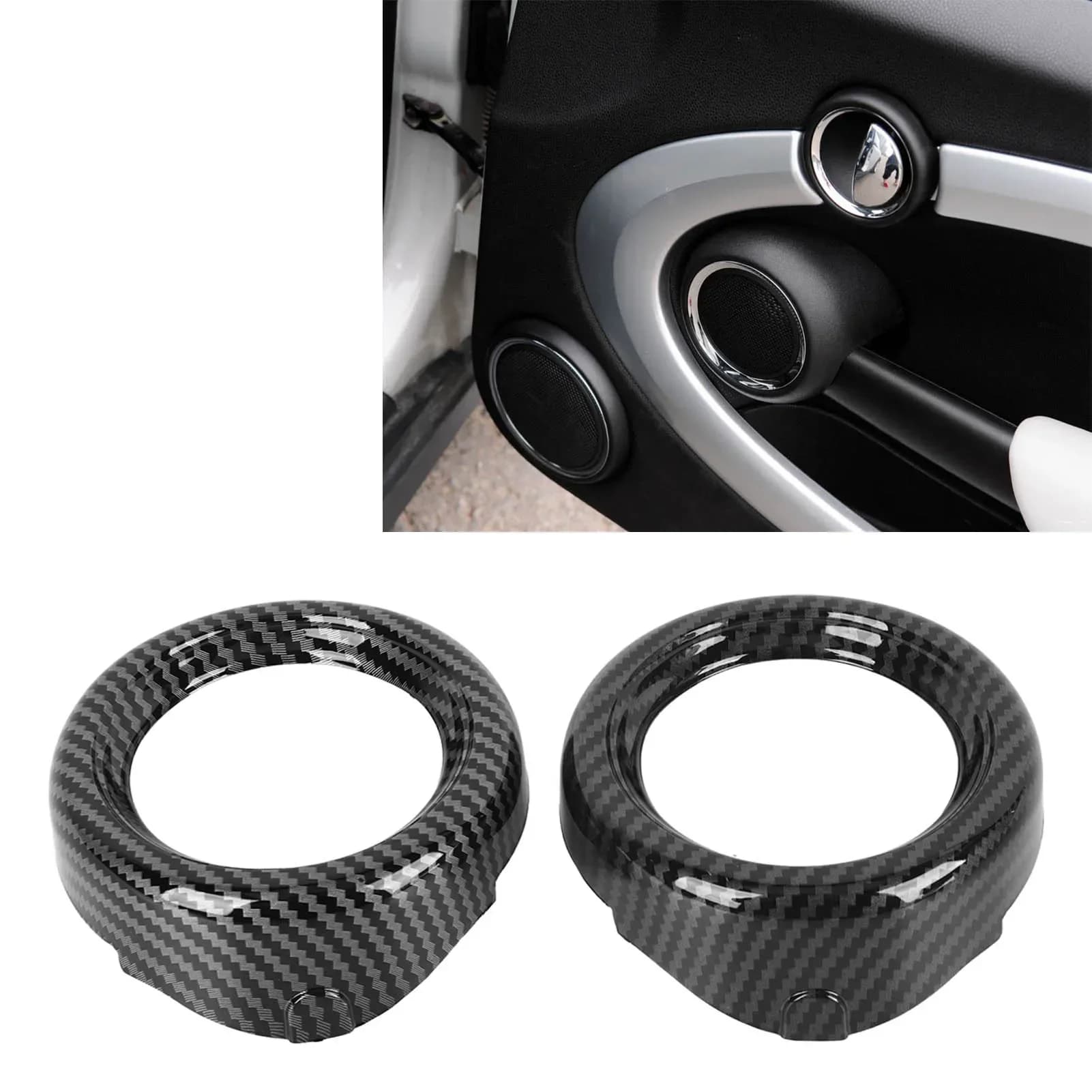 2Pcs Carbon Fiber Look Car Inner Door Handle Trim Pull Grab Panel Handle Cover for Mini Cooper R54 R56 Clubman R55 Crossover R60