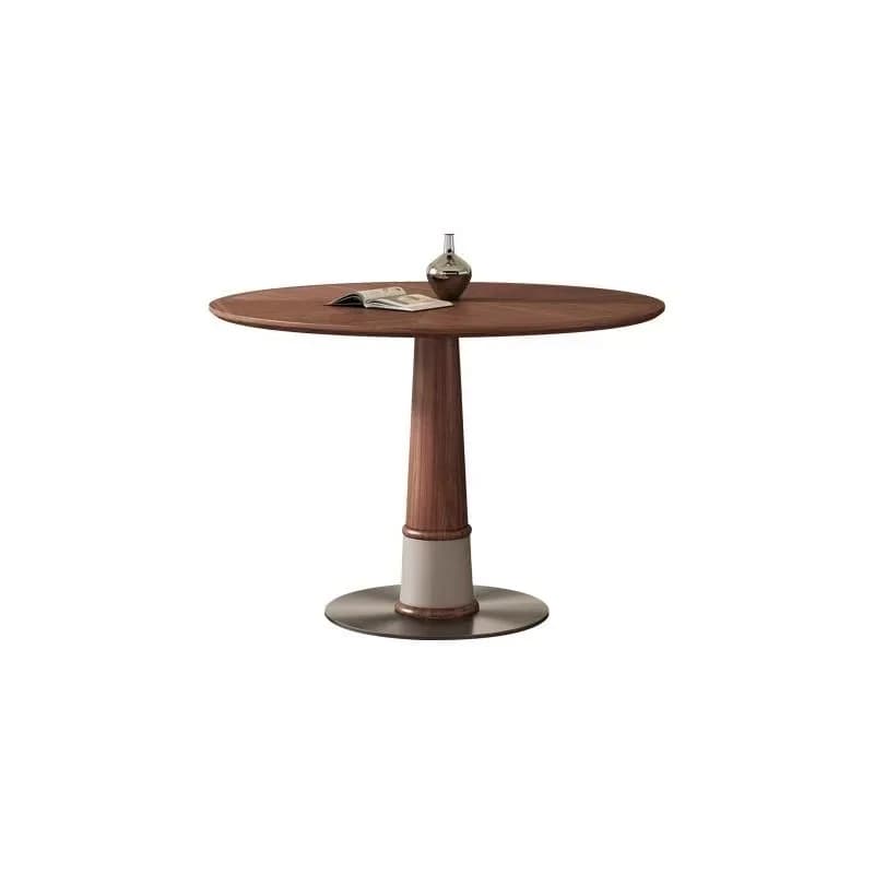 Round Nordic walnut round dining Small apartment antique solid wood household table Dining