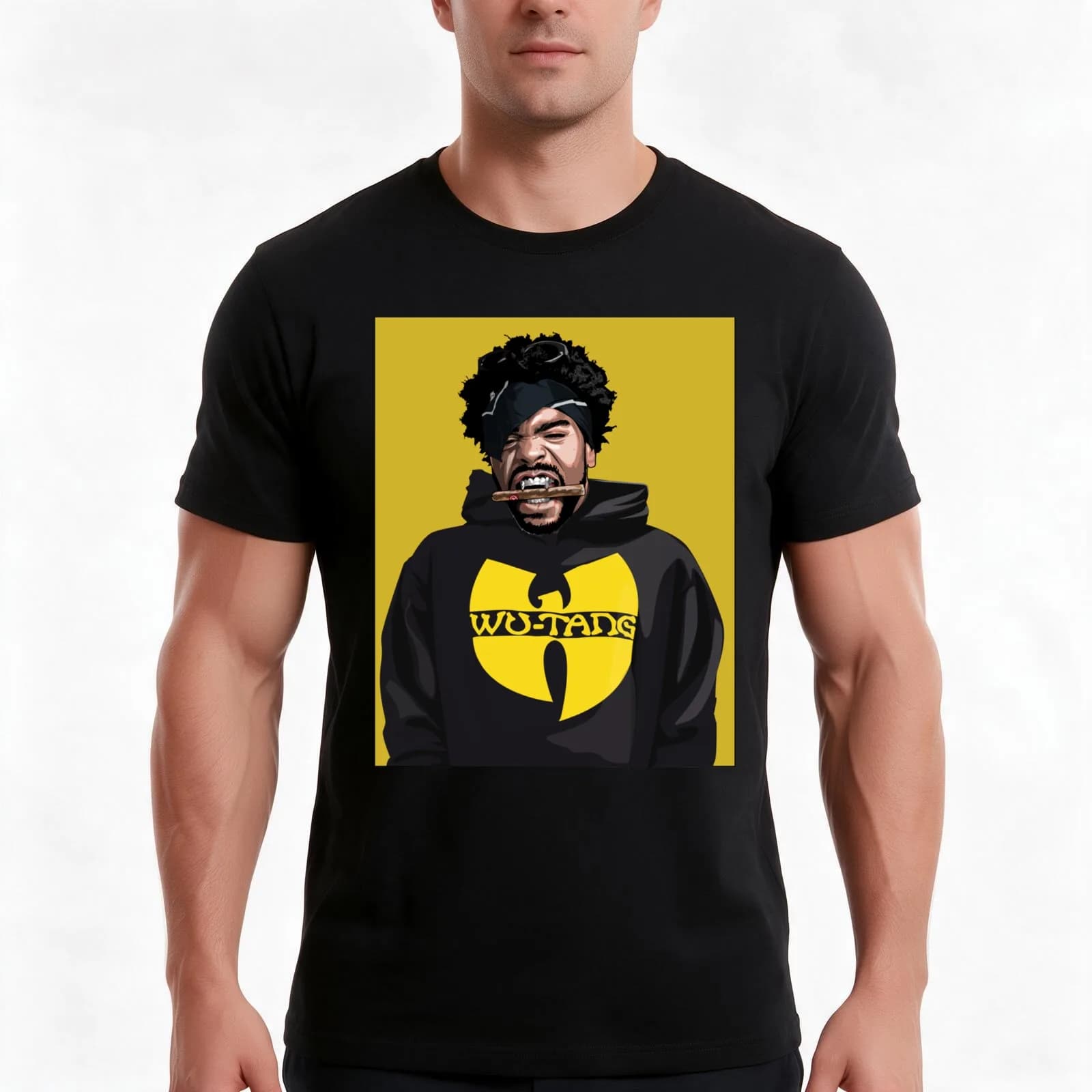 Wu-Man Essential T-Shirt, Summer Casual Cotton Tee, Oversized Streetwear Tops, Vintage Graphic Print, Loose Fit Short Sleeve