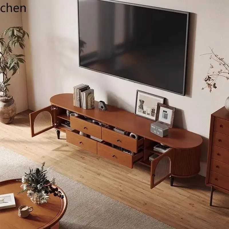 DSA TV Cabinet Solid Wood Living Room Household Walnut Pure Solid Wood Floor Cabinet Bedroom Cabinet