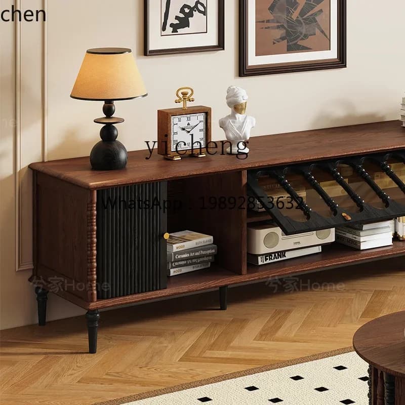 DSA roller shutter TV cabinet retro style TV cabinet living room floor  cabinet coffee table