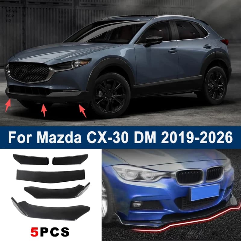 Adjustable 5Pcs Sectional Front Spoiler Lip For Mazda CX-30 DM 2019-2026 Front Bumper Splitter Car Exterior Sport Body Kit