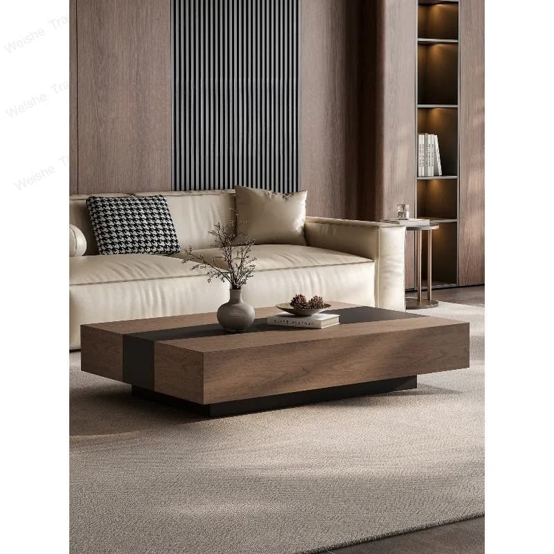 Medieval style living room coffee table Italian minimalist walnut coffee table small apartment high-end suspended luxury stone
