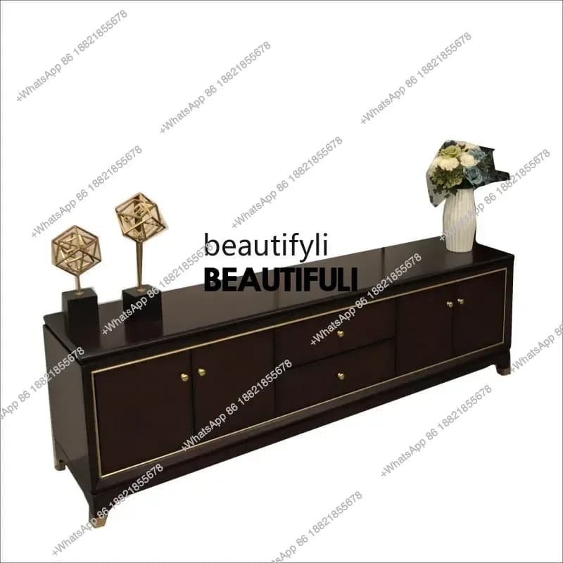 ss8350 American light luxury postmodern TV cabinet neoclassical solid wood audio-visual, simple walnut TV cabinet