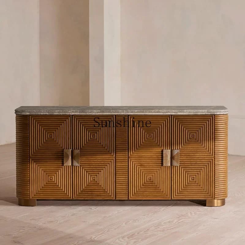 Small and large apartment simple retro French all solid wood dining side locker  FT