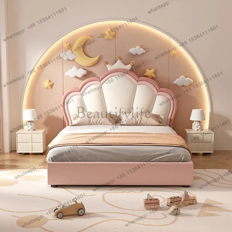 FG Girls Baby Bed Bedroom Queen Double Children Luxury Modern Floor Design Wooden Bed Sleeping Letto Matrimoniale Home Furniture