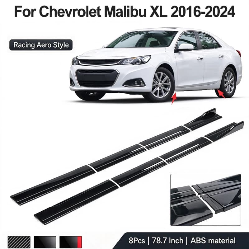 78.7inch/2m Sectional Side Skirt Extension Lips For Chevrolet Malibu XL 2016-2024 2017 - Racing Side Spoiler Car Mod Body Kit