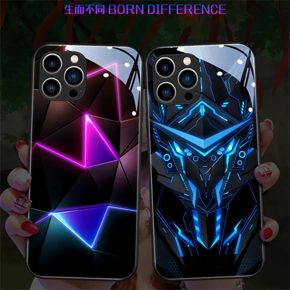Super Cool Armor Design LED Light Phone Case For Samsung S25 S24 S23 S22 S21 S20 FE Note 10 20 Plus Ultra Glass Shockproof Cases