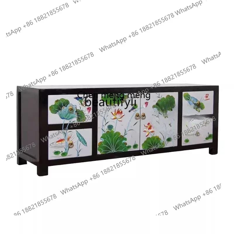 ss8350 New Chinese-style solid wood living room painted, coffee table modern small apartment bedroom TV cabinet