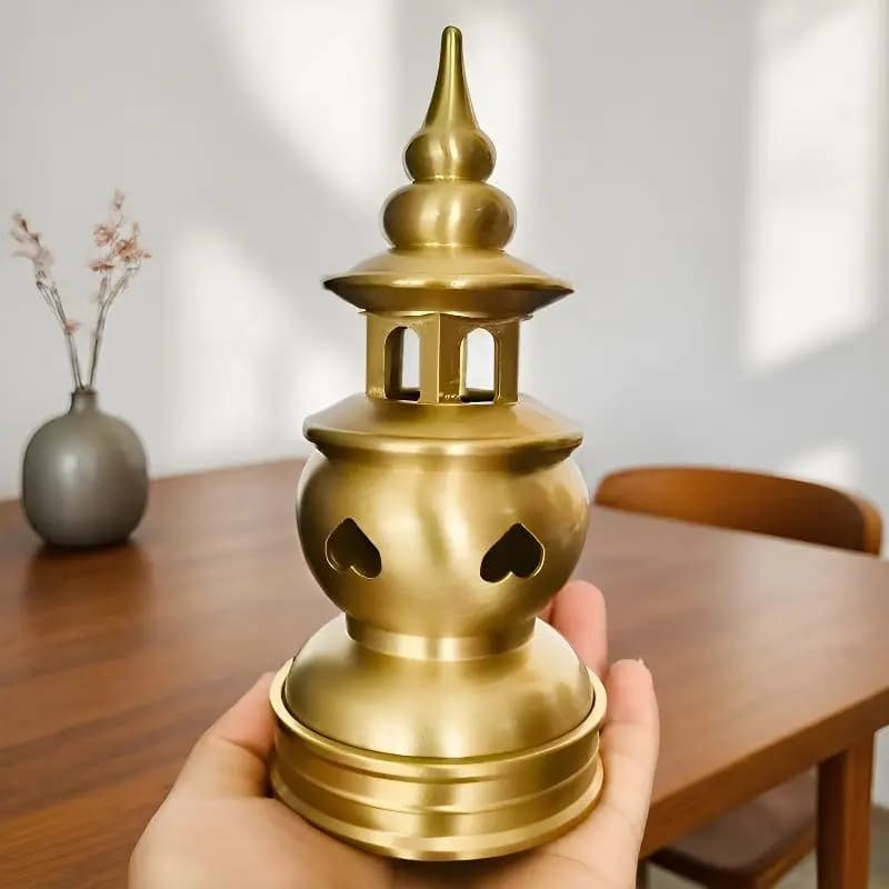 Brass , household , sandalwood , Zen-style tower-shaped small incense burner, Three Po