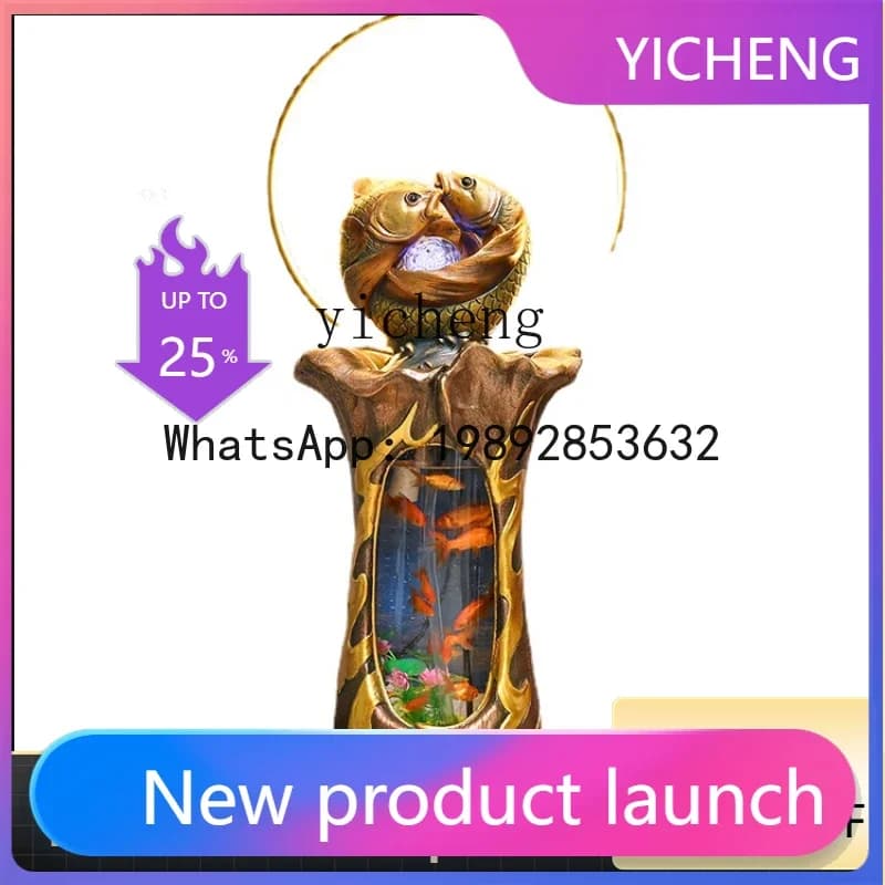 b13 New Chinese Fish Tank Flowing Water Ornaments Circulating Water Living Room Entrance next to TV Cabinet
