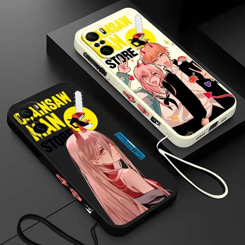 Anime Chainsaw Man power Denji Cover For Xiaomi Redmi Note 15 14 13 12 11 10 12S 11S Pro Plus 4G 5G Liquid Left Rope Phone Case