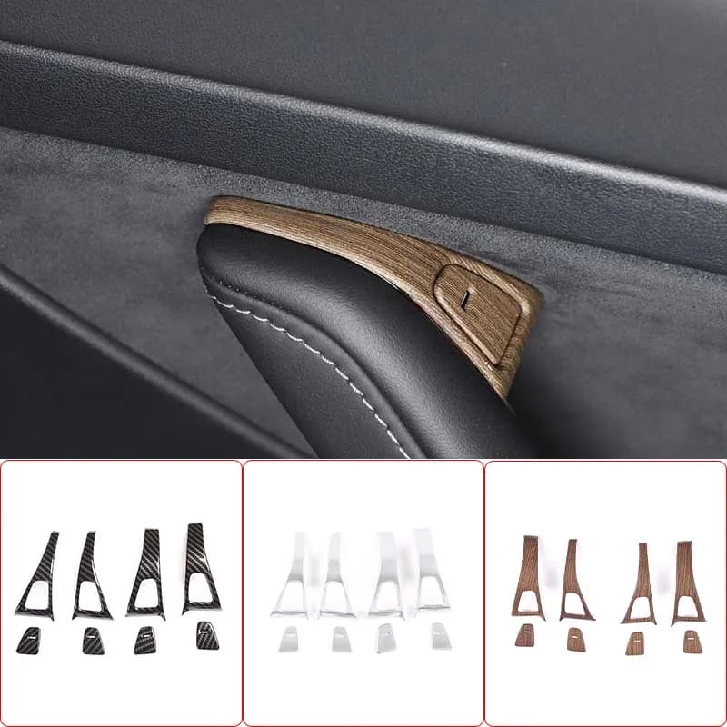 For Tesla Model 3 2017-2020 Car Interior Door Lock Switch Decorative Panel Frame Trim ABS Grain Trim Sticker Accessories
