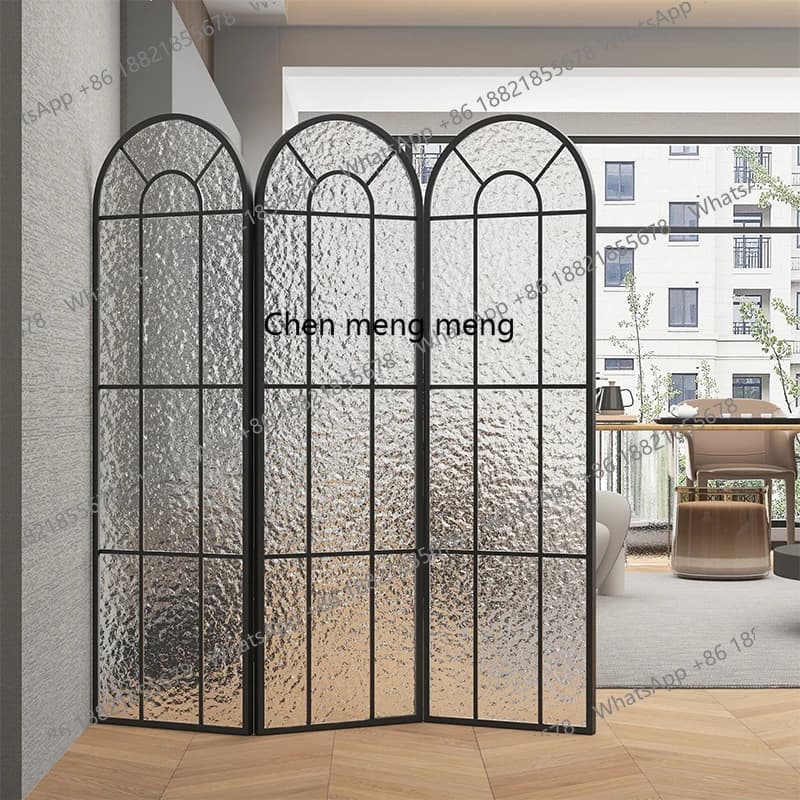 Nordic light luxury simple modern Changhong glass screen partition living room entrance folding movement