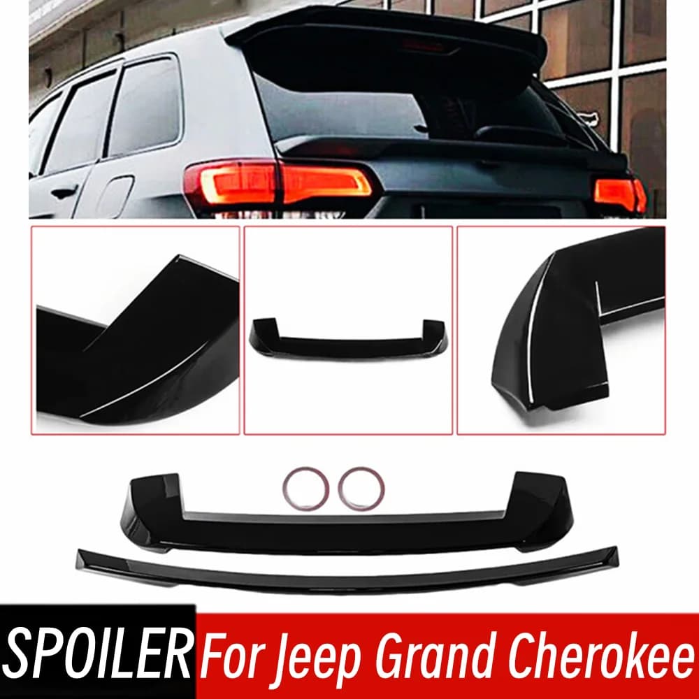 For 2013-2020 Jeep Grand Cherokee BodyKit Car Rear Trunk Lid Spoiler Wings Middle Top Black Carbon Exterior Tuning Accessories
