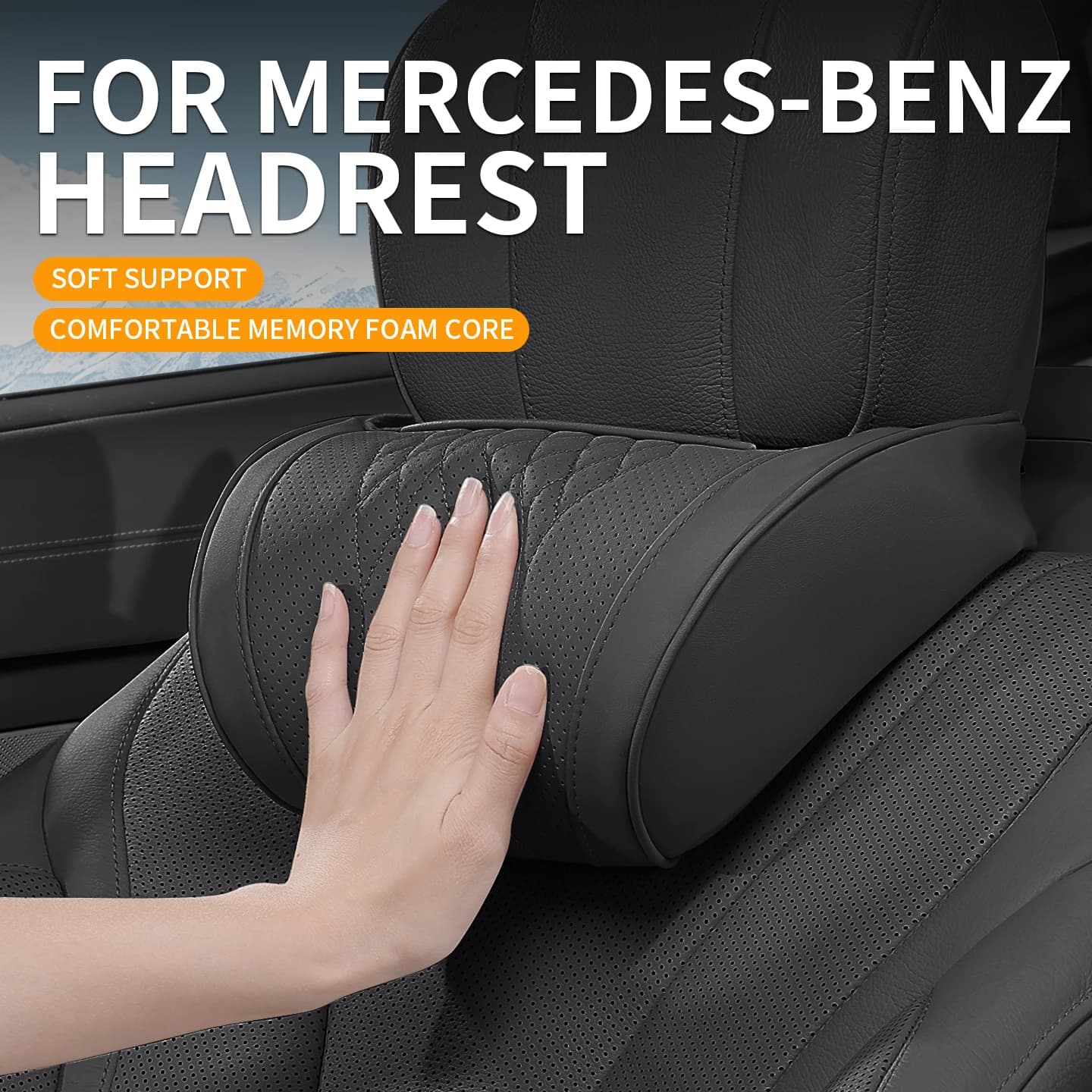 For Mercedes-Benz C/E/G/S/AMG/EQ class GLC GLE GLA GLB GLS CLE memory foam car headrest simple and versatile car neck pillow