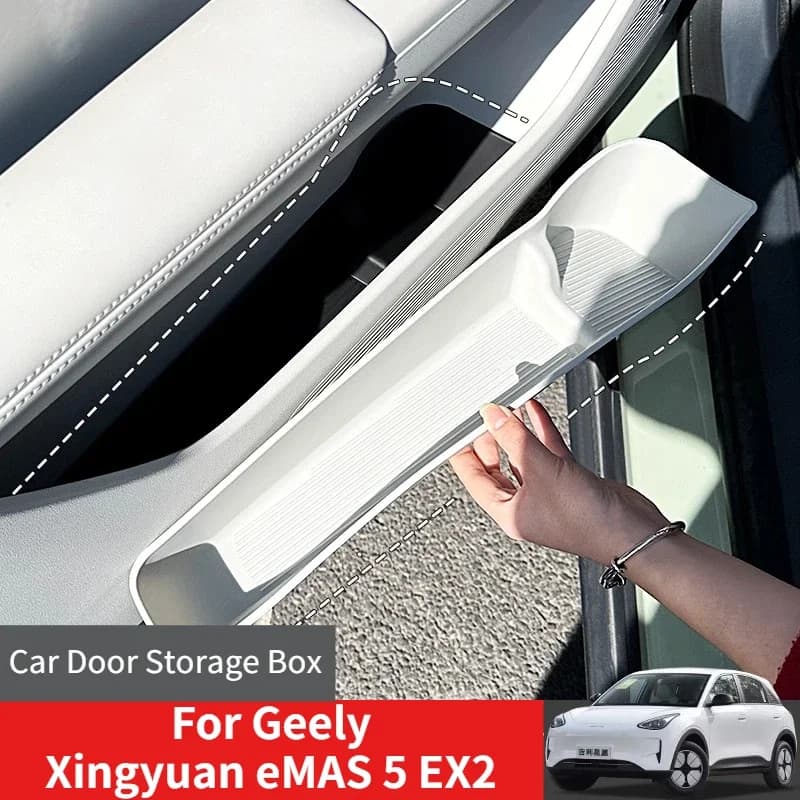 For Geely Xingyuan eMAS 5 EX2 24-26 Car Door Storage Case TPE Front Rear Door Slot Organizer Tray Storage Box Interior Accessory