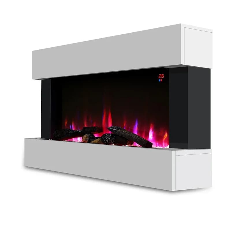 OEMElectronic heating fireplace simulation multi-color flame electric fireplace hanging with wooden frame fake wood remote contr