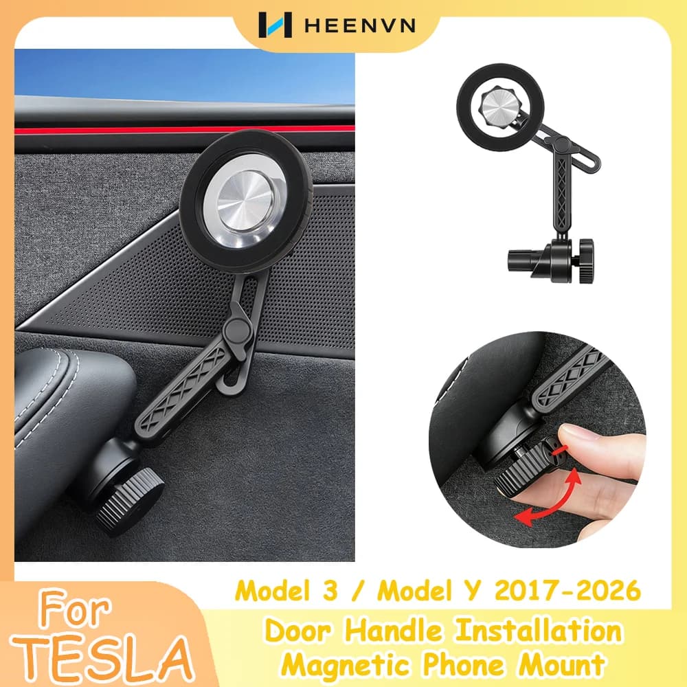 Heenvn Door Handle Magnetic Phone Mount For Tesla Model 3/Y/YL 2017-2026 Lossless Installation Car Phone Holder Car Accessories