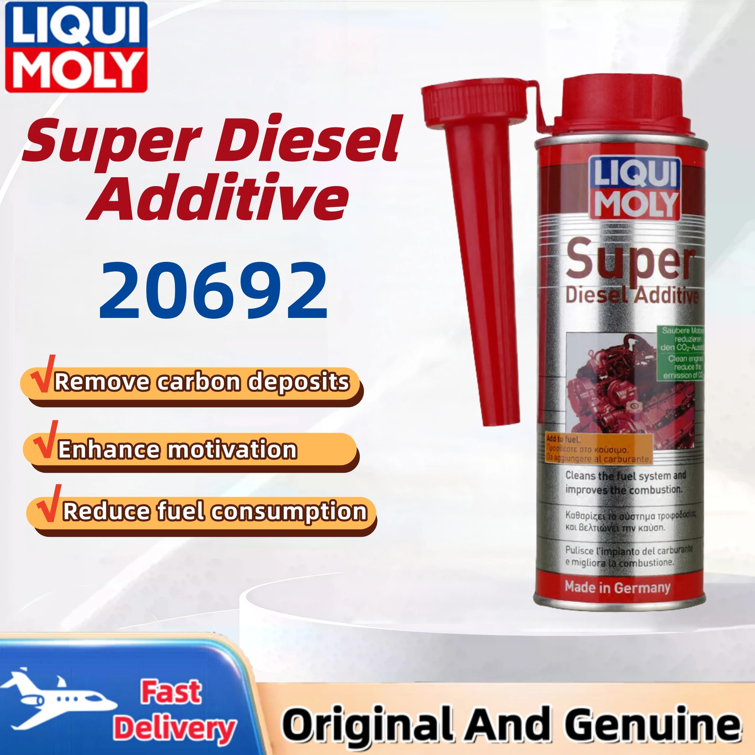 LIQUI MOLY 20692 Super Diesel Fuel Additive 250ml Injector Cleaner Diesel Engine Deposit Remover System Cleaner