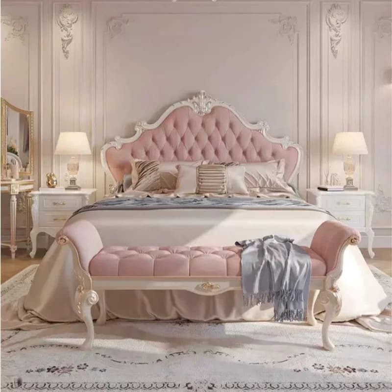 Aesthetic European French Princess Bed 1.8m Double American Light Luxury Bed King Size Bedroom Letto Matrimoniale Furniture Home